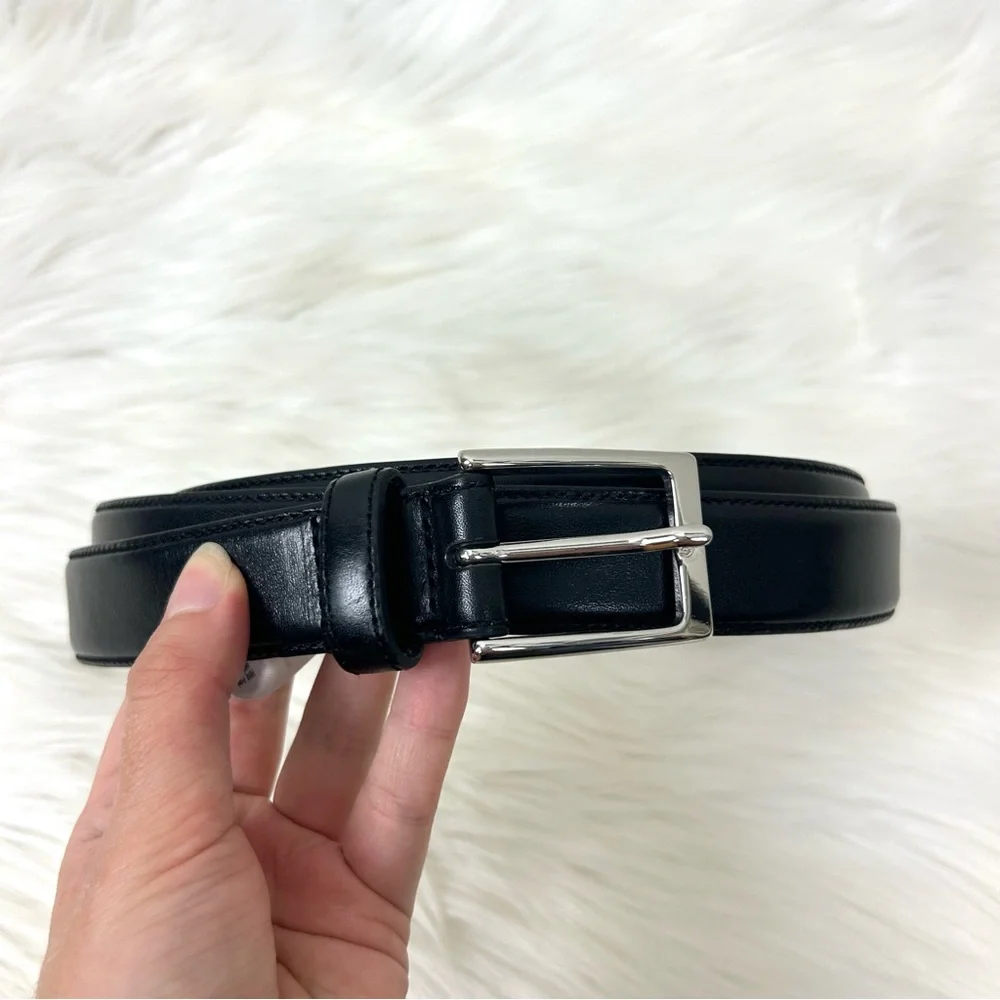 Lands’ End Men’s Black Leather Belt Size 48